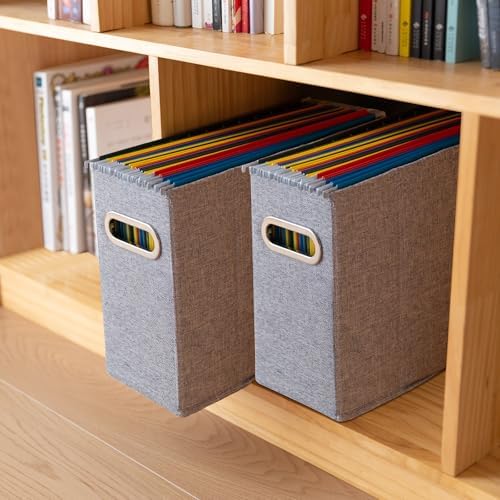 6 Packs Letter Size File Organizer, File Folders Organizer, Fabric Storage Box, Collapsible Paper Organizer with Metal Handle, Smooth PVC Rails, Only Box (Gray) - Image 7