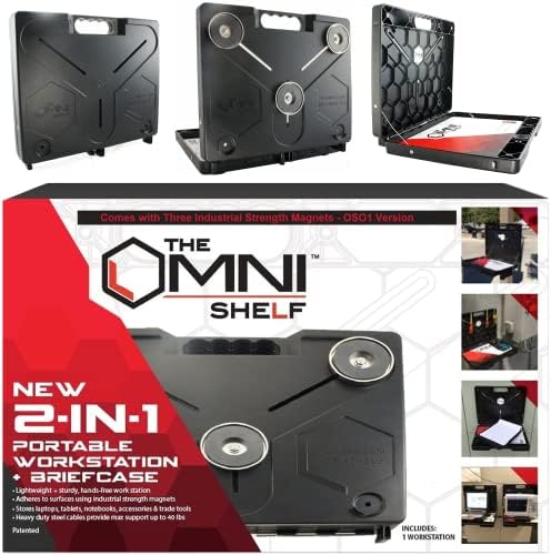 The OmniShelf Magnetic Portable Workstation + Toolbox, Computer & Laptop Stand, Multimeter Case, Utility Shelf w/ 50 lb Capacity, Hands Free Workstation Attaches to HVAC, Trucks & More (5 Count) by TheOmniShelf