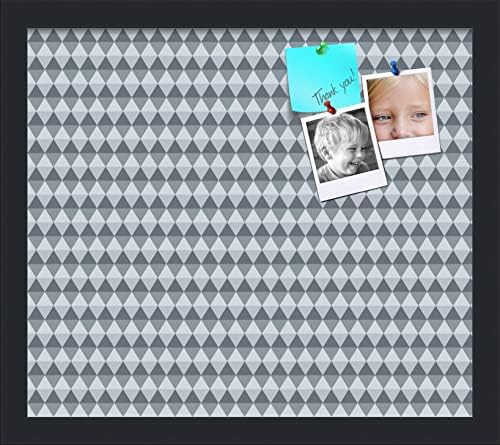 PinPix 16x14 inch Cork Bulletin Board. This Decorative Framed Pin Board Comes with Diamond Pattern in Grey and Blue Design and Satin Black. Ideal for Home, Office Decor or School (PinPix-227) by PinPixBulletinBoards