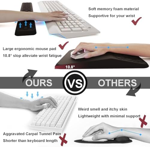 Ospelelf Keyboard Wrist Rest Ergonomic Mouse Pad with Wrist Rest, Arm Wrist Rest for Computer, Office and Gaming,Black - Image 5