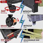Foldable Utility Cart Portable Collapsible Crate Rolling Carts with Wheels Rolling Tote Basket Teacher Cart with Lid Wear-Resistant 360°Rotate Wheel Noiseless for Shopping Storage Office Use - Image 6