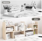 Jerry & Maggie Desktop Organizer Office Storage Rack Adjustable Wood Display Shelf, White, 5 Units, 16"L x 15.8"H x 6.8"W - Image 4