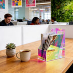 Acrylic Magazine Rack Desk File Holder Organizer for Office Desktop Vertical Magazine Storage Box, 12 x 10 x 5'', Iridescent - Image 5