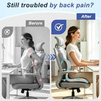 Seat Cushion for Office Chair and Car, Ergonomic Memory Foam Seat Cushion with Lumbar Support Pillow, Orthopedic Cushion for Sciatica & Back Pain, Dark Gray & Light Gray - Image 4
