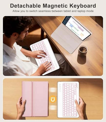 for Samsung Galaxy Tab S11 Ultra 14.6 Inch 2025 Backlit Keyboard Case, Galaxy Tablet S11 Ultra Case Keypad with S Pen Holder, 7-Color Backlight Keyboard for Samsung Tab 14.6'' SM-X930/X936B, Pink - Image 4