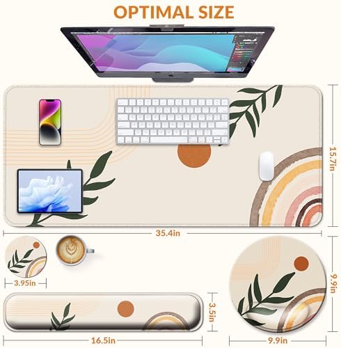 Desk Mat Set Keyboard and Mouse Pad with Wrist Rest Support - Image 3