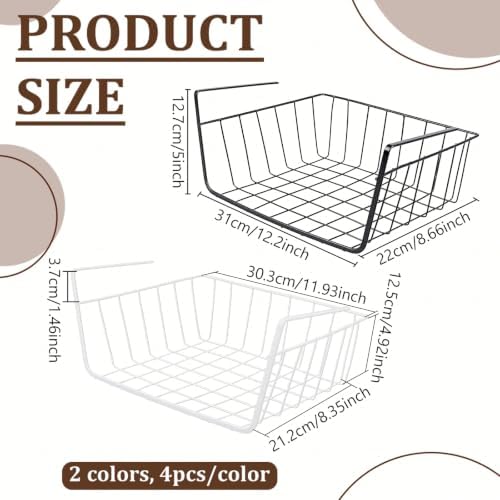 8Pcs Under Shelf Storage Basket, Metal Wire Under Cabinet Basket - Image 2