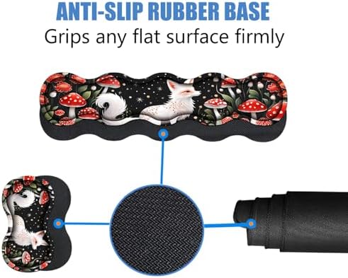 4 in 1 Ergonomic Memory Foam Mouse Pad Wrist Rest Set, Large XXL Gaming Desk Pad + Keyboard Wrist Rest + Mouse Wrist Cushion + Coaster for Home Office Study Gaming, White Fox Mushroom - Image 4