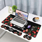 4 in 1 Ergonomic Memory Foam Mouse Pad Wrist Rest Set, Large Gaming Desk Pad + Keyboard Wrist Rest + Mouse Wrist Cushion + Coaster for Home Office Study Gaming, Colored Floral Quote Chaos Coordinator - Image 7