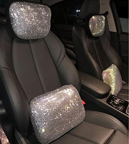 Carwales Lumbar Support Pillow Summer Decorative for Car Soft Bling Accessories Sparkly Diamond Rhinestone for Women Girls, Universal Office Chair Lower Back Cushion Rubber Black - Image 6