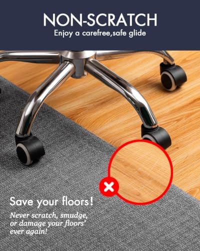 BARoyal Office Chair Mat for Hardwood Floor Under Desk Computer Rolling Chair Mat for Wood/Tile Floor Heavy Duty PVC Plastic Hard Floor Protector 45" x 53"(Deep Grey) - Image 2