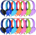 Bulk Headphones 12 Pack for School Classroom Kids K-12, Wholesale Wired Durable Computer Earphones Class Set for Students Children Toddler Teens Boys Girls and Adult (HY450, 12 Mixed) by Wensdo