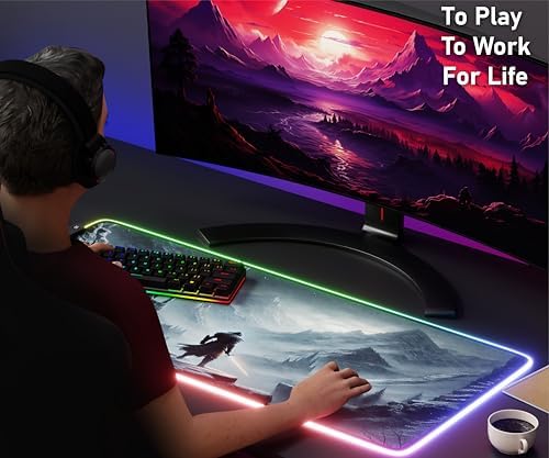 Gaming Mouse Pad - Desk Mat Gaming Mouse Pad, 90x40 Medium Extra Large Extended Big Long Huge XL XXL and XXXL RGB LED Light Mousepad for a Computer, PC Mats Mousepads Frostblade Warrior - Image 6