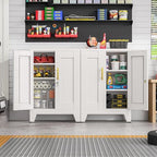 GAIOUS 36" Metal Office File Cabinet, White Locked Garage Storage Cabinets - Image 2