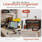 Wooden Paper Organizer Full Set, Pen Holder & Tray, 12x18, Mahogany Finish - Image 4