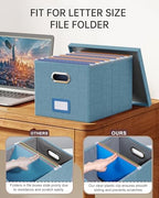 Oterri 4 Pack File Storage Organizer, Document Organizer, Portable File Box with Lid, Fit for Letter/Legal File Folder Storage,Dark Blue-Box only - Image 4