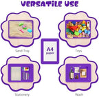 ShineMe 6 Pack Paper Trays for Classroom, Purple Plastic Book Bins with Colorful Labels, Stackable Letter Size Storage Tray, Desk Organizer Tray for Home, School and Office - Image 5