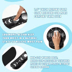 Moon Phase Desk Mat Set Celestial Astrology Black White Large Mouse Pad with Wrist Rest 4in1 Desk Mat for Desktop Ergonomic Computer Desk Arm Wrist Anti-Slip Computer Mouse Pad Home Office Gaming - Image 3