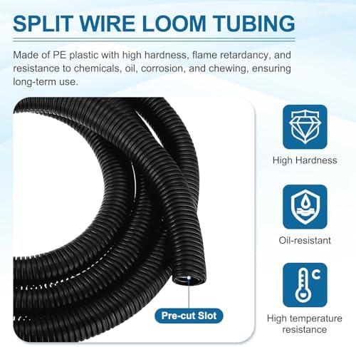 MECCANIXITY 1" 50ft Split Wire Loom Tubing w/Installation Tool Black - Image 3