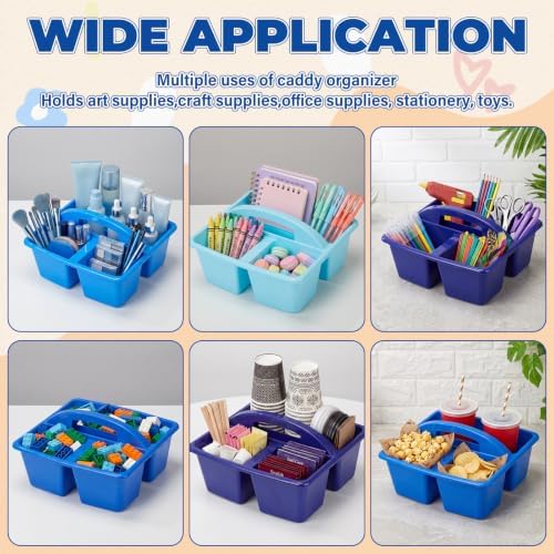 Kathfly 12 Pack Classroom Caddy Organizer with Handle Bulk, Blue - Image 3