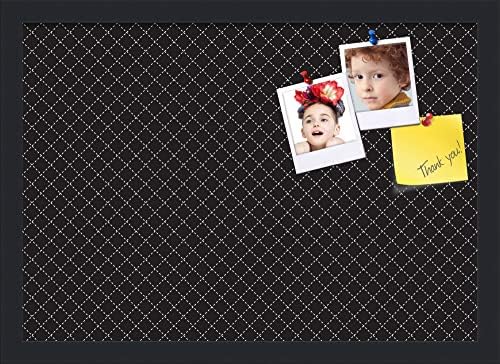 PinPix 20x14 inch Cork Bulletin Board. This Decorative Framed Pin Board Comes with Diamond Pattern in Black Design and Satin Black. Ideal for Home, Office Decor or School (PinPix-120) by PinPixBulletinBoards