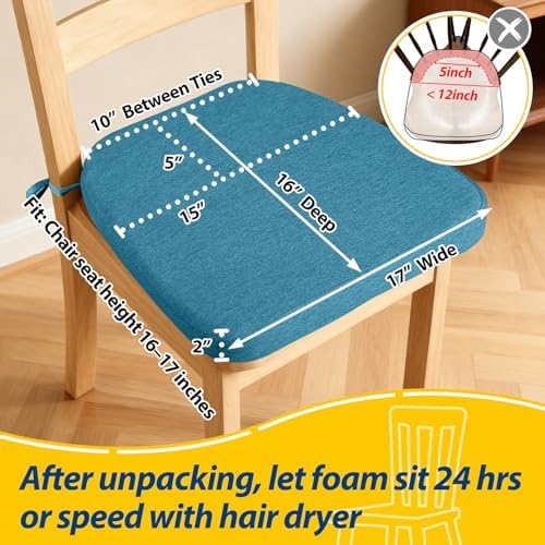 AAAAAcessories Chair Cushions for Dining Chairs, 17 x 16 x 2 in, Set of 2 - Image 2