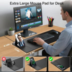 Mouse Pad with Wireless Charging & Foldable Phone Holder, 27.5"x11.8" Black - Image 3