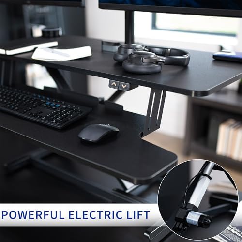 VIVO Black 36 inch Desk Riser with Dual Monitor Mount, DESK-KIT-VE36B2 - Image 4