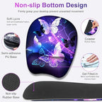 Large Mouse Pad with Wrist Support 4in1 Set, XXL Game Mousepad + Keyboard Wrist Rest+Mouse Wrist Rest+Coaster with Ergonomic Design Gaming Mat for Home Office Table Computer I Purple Butterfly - Image 6