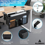 Side Desk Laptop Holder for Up to 3 Laptops, Side Desk Storage Organizer with Adjustable Divider & Soft-Lined Interior, Easy Clamp Mount Laptop Desk Holder, Fits 0.6″-3.2″ Flat Edge - Image 3