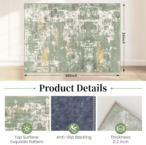 Office Chair Mat for Hardwood Floor & Tile Floor,36"X 48"-Abstract Green - Image 2
