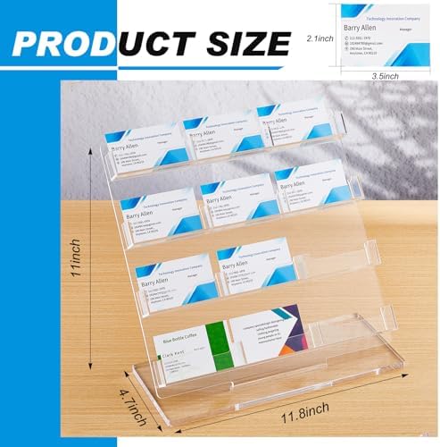 Dunzoom 2 Pack Business Card Holder for Desk 12 Slots Freestanding Clear Acrylic Business Card Holder Display Stand Multiple Organizer for Office Meeting Exhibition Home - Image 2