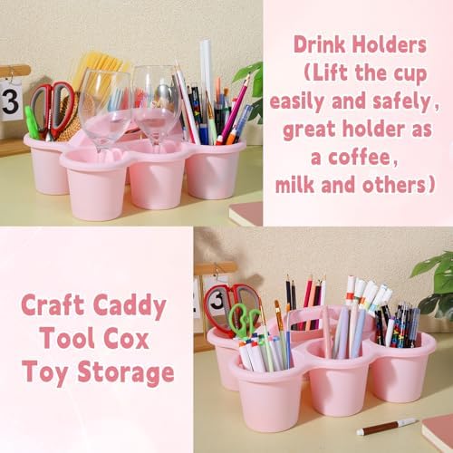 gisgfim 6 Pack Classroom Caddy Organizer with Handle, 6 Compartments, Pink - Image 5