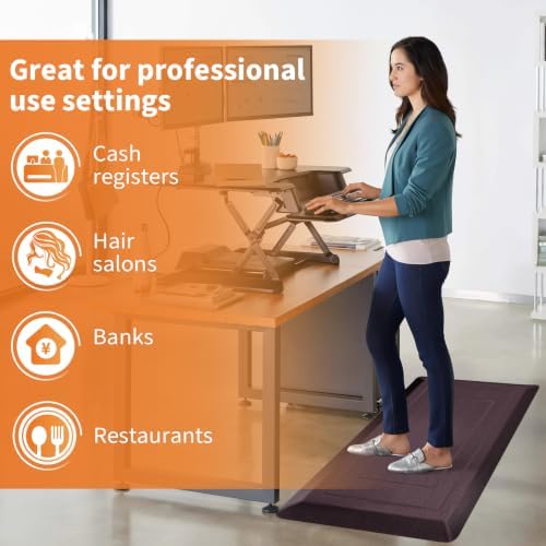 UKISS 9/10"" Extra Thick Cushioned Anti Fatigue Kitchen Mat, Waterproof High Density Foam Standing Desk Mat, Non-Slip Ergonomic Comfort Mat for Kitchen, Office,Workstation Black (Brown, 20" X 39") - Image 7