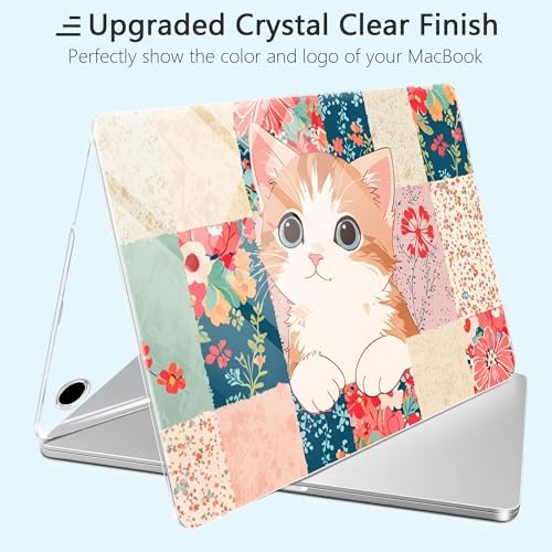 for New MacBook Air 13 inch Case 2026 M5 2025 M4 2024 M3 Chip– Aesthetic Lightweight Cute Design Clear Hard Shell 6-in-1 Bundle with TPU Keyboard Cover & 2X OTG Adapters, Lovely Cat - Image 4