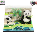 3D Memo Pad Time Piece Calendar 2027, 3D Tear-Off Art Desk Calendar 2027, Creative 3D Memo Pad Paper Art Tree House DIY Paper Carving Decoration (Panda Garden) by PTAEXCEL
