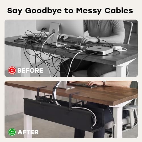 No Drill Under Desk Cable Management Tray, 28 Inch, Black - Image 5