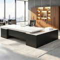 Executive Desk, L Shaped Executive Office Desk with Locking Drawer & File Cabinet, 1'' Thick Desktop, Large Office Desk with Storage, Modern Executive Computer Workstation for Home Office & Business by Unknown