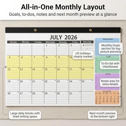 Desk Calendar 2026-2027-3 Pack-18-Month Calendar 2026-2027 (July 2026 - Dec 2027), 17" x 12" with Thick 120g Paper for Home & Office - Image 4