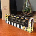 Artblox Office Desk Name Plate Personalized | Custom Name Plates on Acrylic Glass Decor | Office Desk Decor - Sunflowers Design - (8"x2.5") - Image 4
