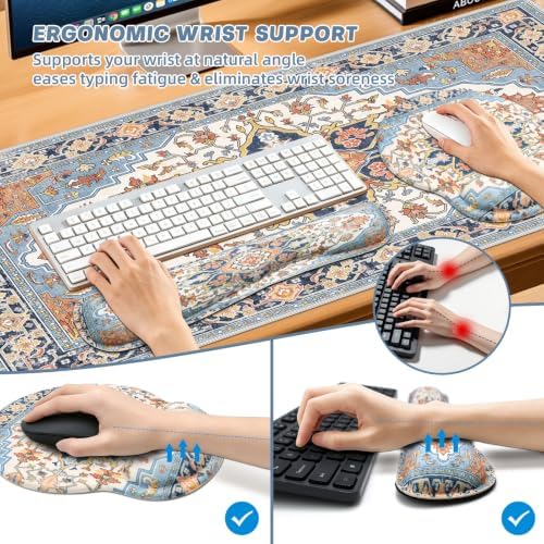 Mousepad Set，Keyboard Mat+Wrist Support Mouse Pad+Wrist Rest Pad+Coaster - Image 3