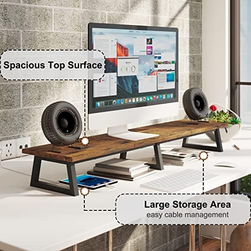 TEAMIX 42 inch Large Dual Monitor Stand Riser,TV Riser,Desk Shelf Organizer - Image 2