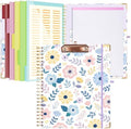Ospelelf Clipboard with Storage 8.5 X 11，Padfolio Organizer, Spiral Portfolio Letter Size with Notepad, Pen Holder, 5 Extra Folder Divider Pages, Elastic Closure Nurse Office Essentials Daisy by OspelelfOfficeSupplies