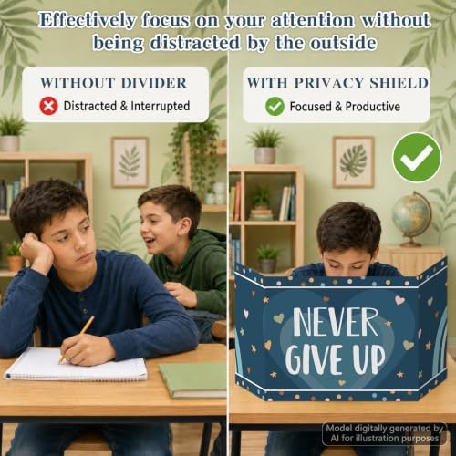 24 PCS Bulk Privacy Shields for Student Desk Motivational Words Desk Privacy Shield Rainbow Testing Dividers Boho Study Boards Panel Partition Folders for Back to School Classroom Teacher Supplies - Image 3