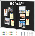 Large Cork Bulletin Board, 48 X 36 in Foldable Silver Aluminium Frame Noticeboard for Wall, 4'x 3' Large Wall Mounted Memo Notice Pin Board with 28 Push Pins for School, Home & Office (Black) by HOLYDE