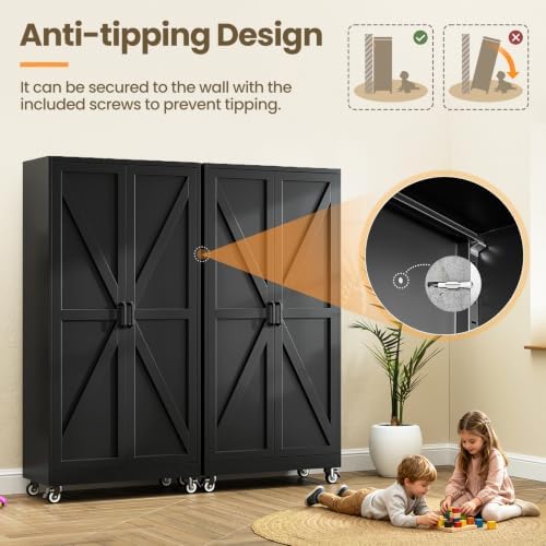 72"Black Metal Kitchen Storage Cabinets Freestanding Garage Storage Cabinet - Image 7