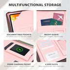 Ospelelf Zippered Padfolio Organizer, Faux Leather 3 Ring Binder with Clipboard, Letter Size Business Portfolio with Notepad, Tablet Sleeve & Phone Pockets for Office Work Pink - Image 4
