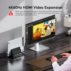 MacBook Pro Air Docking Station, Vertical USB C Laptop Docking Station with M.2 SSD Slot, HDMI 4K@60Hz, 4 USB A/C Max 10Gbps, Ethernet, SD/TF, PD Dock for MacBook/USB-C Win Laptops - Black - Image 6