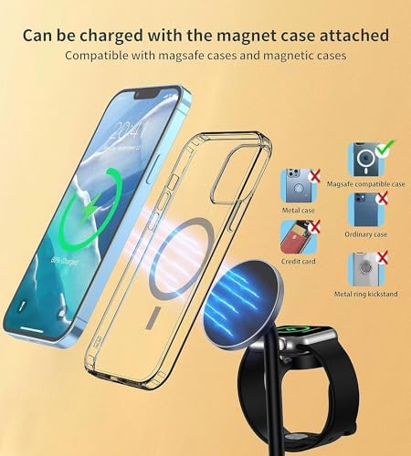 XooFly 3 in 1 Wireless Charging Station for Apple Devices, Fast Wireless Mag-Safe Charger Stand with 20W Adapter for iPhone 17/16 15 14 13 12 Pro Max/Pro/Plus/Air/Mini, iWatch, AirPods (Black) - Image 5