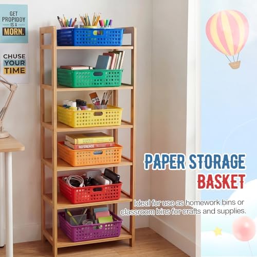 Geetery 6 Pack Classroom Storage Baskets with Handle,Rainbow Color - Image 6